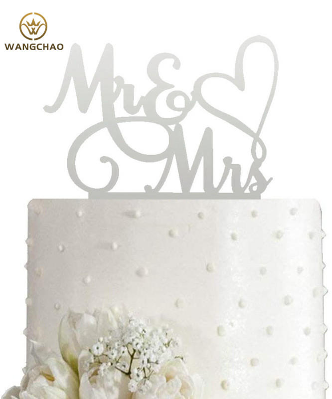 4 Χρώματα Ακρυλικό Mr and Mrs Cake Topper Party Favors Γαμήλια τούρτα Διακόσμηση Αναλώσιμα Αξεσουάρ ψησίματος Διακοσμητικά επετείου
