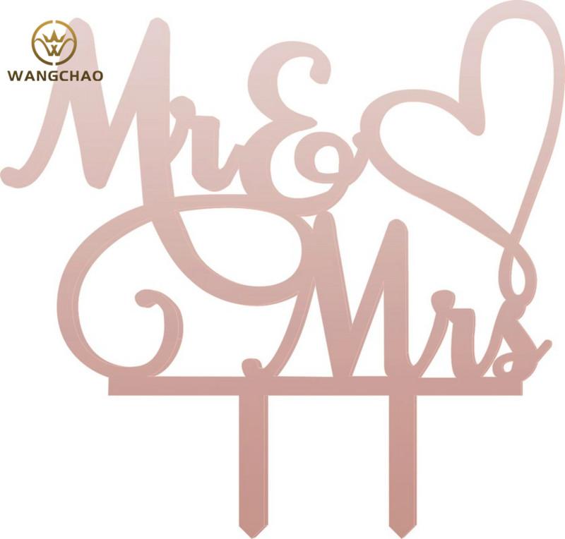 4 Χρώματα Ακρυλικό Mr and Mrs Cake Topper Party Favors Γαμήλια τούρτα Διακόσμηση Αναλώσιμα Αξεσουάρ ψησίματος Διακοσμητικά επετείου