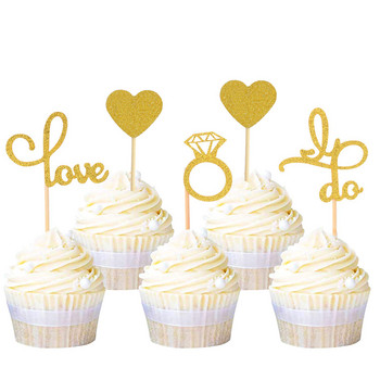 12 τμχ Διακοσμητικός γάμος Διαμαντένιο κάλυμμα για cupcake Love Topper Νυφικό ντους Διακοσμήσεις για πάρτι γενεθλίων Μπομπονιέρα για πάρτι για κότες