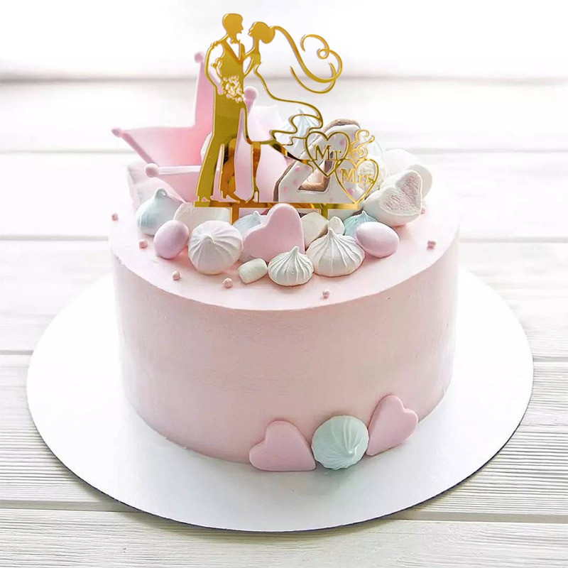 Επέτειος γάμου Τούρτα για πάρτι Ακρυλικό χρυσό κάλυμμα για τούρτες Χρόνια πολλά Προμήθειες για πάρτι Διακοσμήσεις τούρτας Διαφημιστικά είδη
