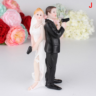 Nuotakos jaunikio figūrėlės Juokingi saldūs vestuvinio torto papuošimai Vestuvių figūrėlės lėlės stovo papuošalai Dervos vestuvinio torto papuošalai