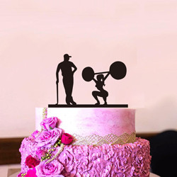 Decor pentru tort de nuntă în stil amuzant. Decor pentru tort pentru mire și mire, MR & Mrs, acrilic negru, decorare pentru haltere