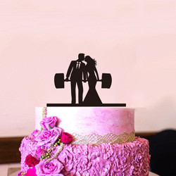 Decor pentru tort de nuntă în stil amuzant. Decor pentru tort pentru mire și mire, MR & Mrs, acrilic negru, decorare pentru haltere