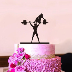 Decor pentru tort de nuntă în stil amuzant. Decor pentru tort pentru mire și mire, MR & Mrs, acrilic negru, decorare pentru haltere