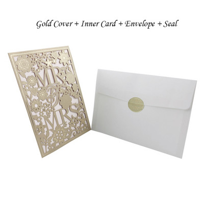 1kom Bijelo Zlatno Crveno Plavo Laserski izrezana pozivnica za vjenčanje Elegantna prilagođena print Baby Shower Svadbena dekoracija Potrepštine za zabavu