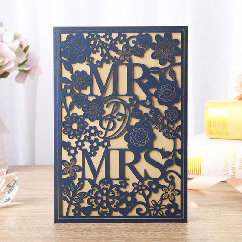 1kom Bijelo Zlatno Crveno Plavo Laserski izrezana pozivnica za vjenčanje Elegantna prilagođena print Baby Shower Svadbena dekoracija Potrepštine za zabavu