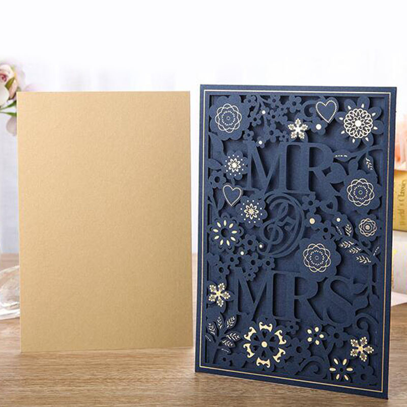 1kom Bijelo Zlatno Crveno Plavo Laserski izrezana pozivnica za vjenčanje Elegantna prilagođena print Baby Shower Svadbena dekoracija Potrepštine za zabavu
