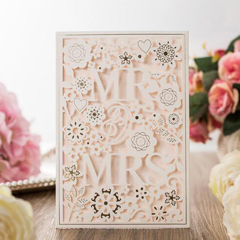 1kom Bijelo Zlatno Crveno Plavo Laserski izrezana pozivnica za vjenčanje Elegantna prilagođena print Baby Shower Svadbena dekoracija Potrepštine za zabavu