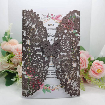 Προσκλητήριο 10 τμχ Personalized Butterfly Προσκλητήριο Glitter Paper Προσκλητήρια για γάμο γάμο Βάπτιση προμήθειες γενεθλίων