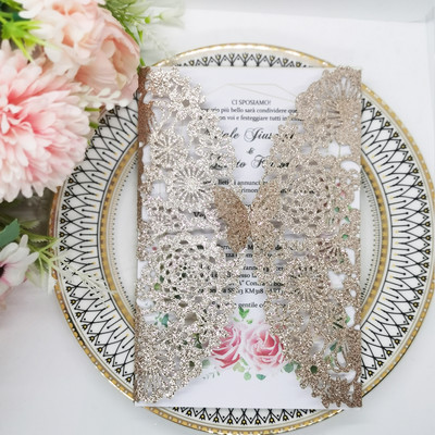 10 komada personaliziranih leptir pozivnica sa svjetlucavim papirom Pozivnice za vjenčanje, brak, krštenje, rođendanske zabave