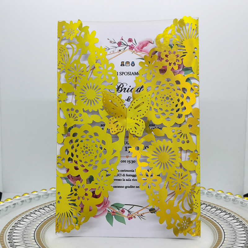 10 komada personaliziranih leptir pozivnica sa svjetlucavim papirom Pozivnice za vjenčanje, brak, krštenje, rođendanske zabave