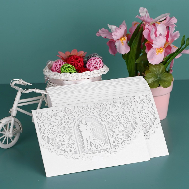 10 TK Pruudi ja peigmehe pulmakutsed Kaart Pärlipaberist Kutsekaardid Pulma-aastapäeva Mariage Peokaunistused