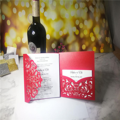 10 τμχ Προσκλητήρια γάμου με λέιζερ Περιεχόμενο κάρτας Προσαρμοσμένοι τυπωμένοι φάκελοι Ζώνες Επαγγελματικά συμπόσια Καρτ ποστάλ Προμήθειες για πάρτι