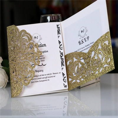 10 τμχ Προσκλητήρια γάμου με λέιζερ Περιεχόμενο κάρτας Προσαρμοσμένοι τυπωμένοι φάκελοι Ζώνες Επαγγελματικά συμπόσια Καρτ ποστάλ Προμήθειες για πάρτι