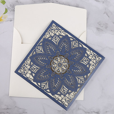 1 tk Laserlõigatud pulmakutsekaardid Luksuslikud Flora visiitkaardid Sünnipäeva õnnitluskaardid Kohandatud sisekujundusega peotarbed