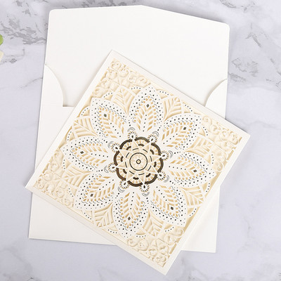 1 tk Laserlõigatud pulmakutsekaardid Luksuslikud Flora visiitkaardid Sünnipäeva õnnitluskaardid Kohandatud sisekujundusega peotarbed