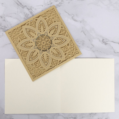 1 tk Laserlõigatud pulmakutsekaardid Luksuslikud Flora visiitkaardid Sünnipäeva õnnitluskaardid Kohandatud sisekujundusega peotarbed