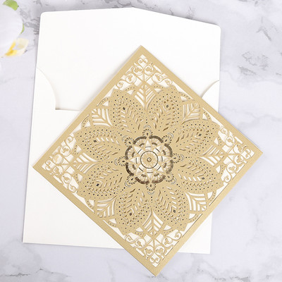 1 tk Laserlõigatud pulmakutsekaardid Luksuslikud Flora visiitkaardid Sünnipäeva õnnitluskaardid Kohandatud sisekujundusega peotarbed