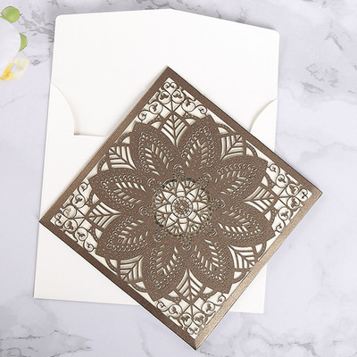 1 tk Laserlõigatud pulmakutsekaardid Luksuslikud Flora visiitkaardid Sünnipäeva õnnitluskaardid Kohandatud sisekujundusega peotarbed