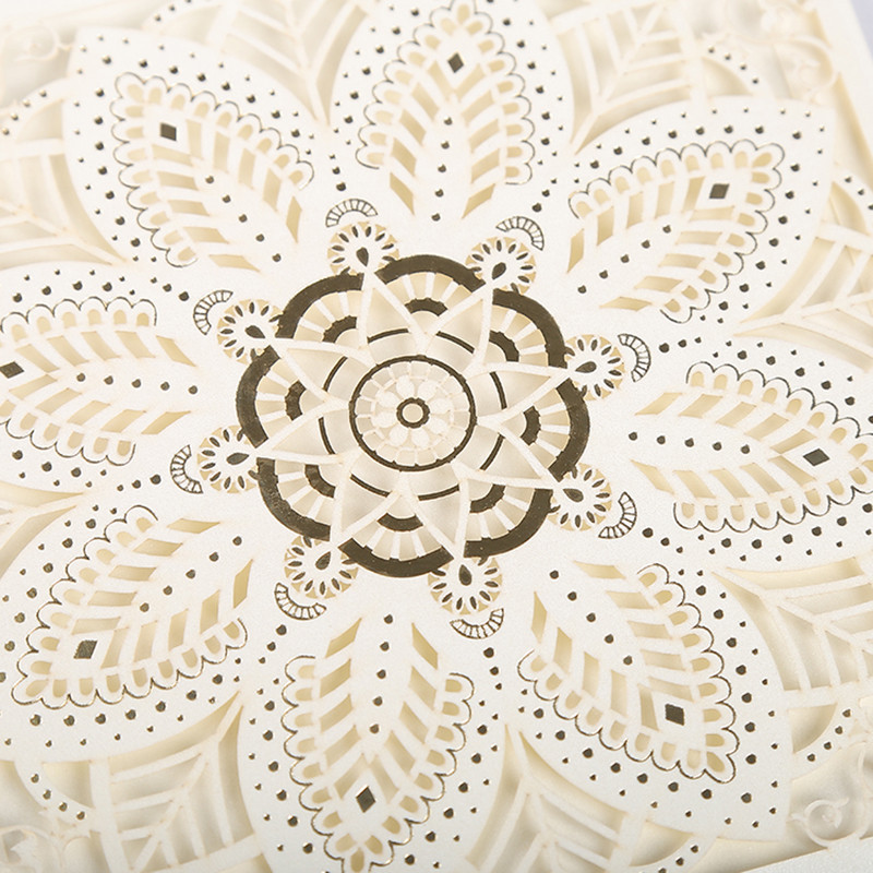 1 tk Laserlõigatud pulmakutsekaardid Luksuslikud Flora visiitkaardid Sünnipäeva õnnitluskaardid Kohandatud sisekujundusega peotarbed