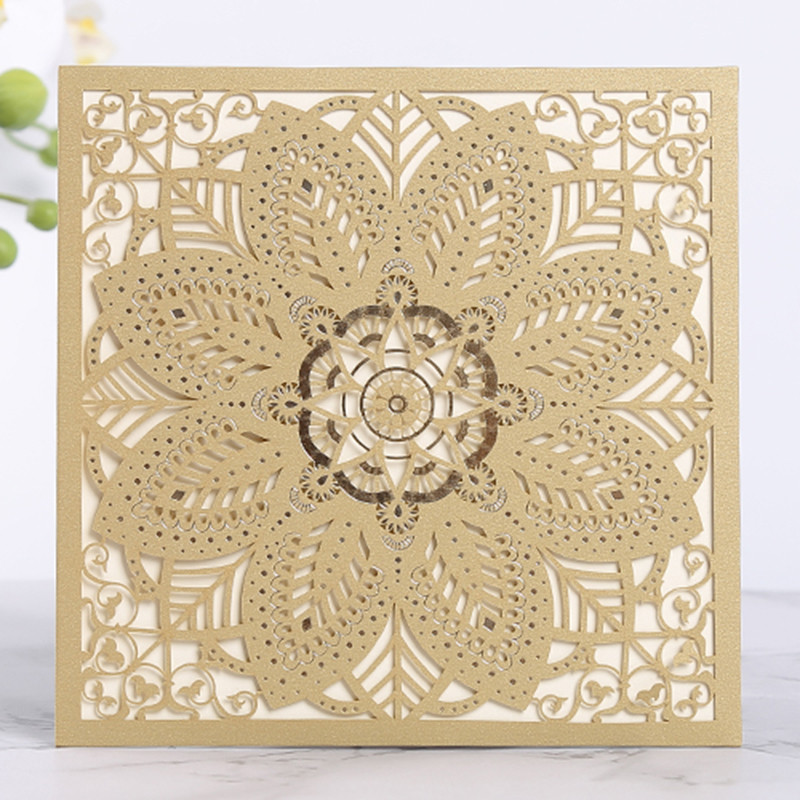 1 tk Laserlõigatud pulmakutsekaardid Luksuslikud Flora visiitkaardid Sünnipäeva õnnitluskaardid Kohandatud sisekujundusega peotarbed