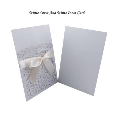 1 tk valge laserlõigatud pulmakutsete kaart Elegantne roosiõieline õnnitluskaart, mis on kohandatud lindiga pulmapeo tarvikutega