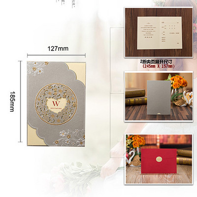 1kom Sivo Bijele Laserski izrezane Pozivnice za vjenčanje Čestitke Cvjetne Elegantne Kuverte s ispisom čestitki Dekoracije za vjenčanje