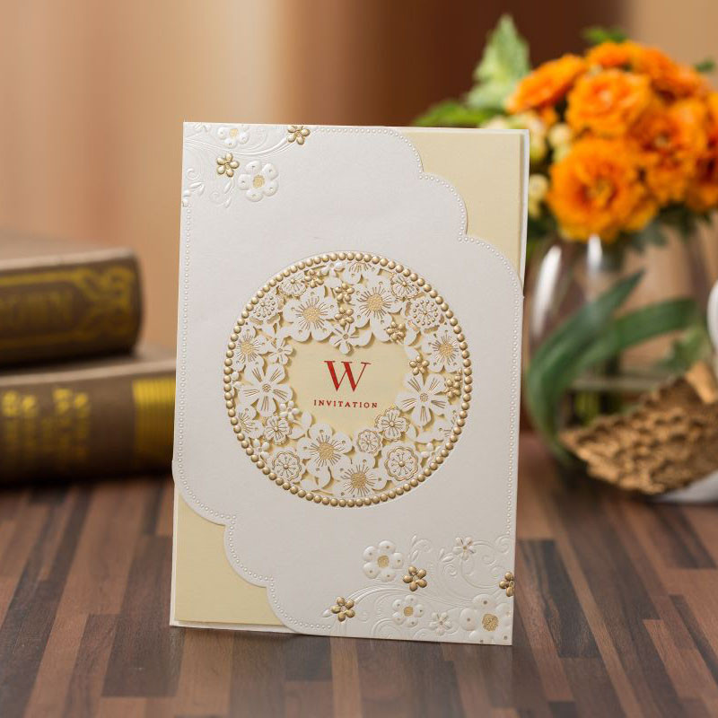 1kom Sivo Bijele Laserski izrezane Pozivnice za vjenčanje Čestitke Cvjetne Elegantne Kuverte s ispisom čestitki Dekoracije za vjenčanje
