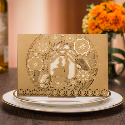 10 tk/pakk 3D liblikas laserlõigatud pulmakutsete kaardikomplekt Flora nikerdatud pulmakaardid Sündmuspeo ristimiskutsete varustus