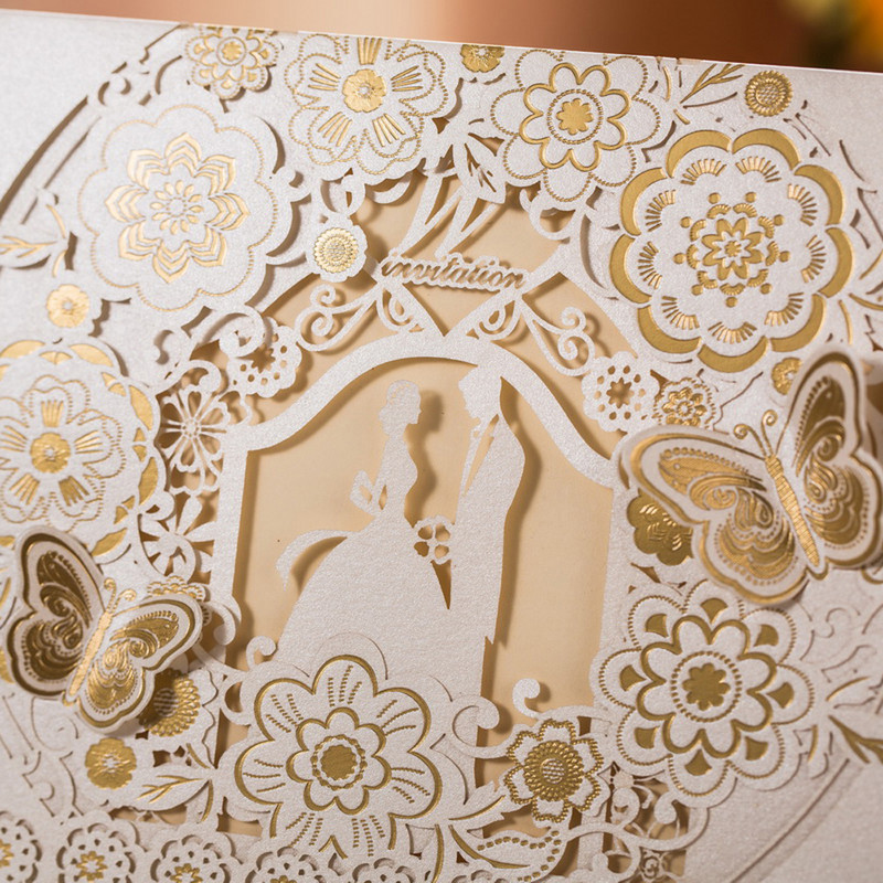 10 tk/pakk 3D liblikas laserlõigatud pulmakutsete kaardikomplekt Flora nikerdatud pulmakaardid Sündmuspeo ristimiskutsete varustus