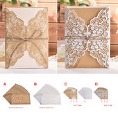 1 τεμ. Laser Cut Δαντέλα Προσκλητήρια Γάμου Ευχετήρια κάρτα για την Ημέρα του Αγίου Βαλεντίνου Ευρωπαϊκή Προσωπική Διακόσμηση Χαρτί Kraft με φάκελο