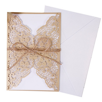 1 τεμ. Laser Cut Δαντέλα Προσκλητήρια Γάμου Ευχετήρια κάρτα για την Ημέρα του Αγίου Βαλεντίνου Ευρωπαϊκή Προσωπική Διακόσμηση Χαρτί Kraft με φάκελο