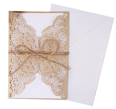 1 τεμ. Laser Cut Δαντέλα Προσκλητήρια Γάμου Ευχετήρια κάρτα για την Ημέρα του Αγίου Βαλεντίνου Ευρωπαϊκή Προσωπική Διακόσμηση Χαρτί Kraft με φάκελο