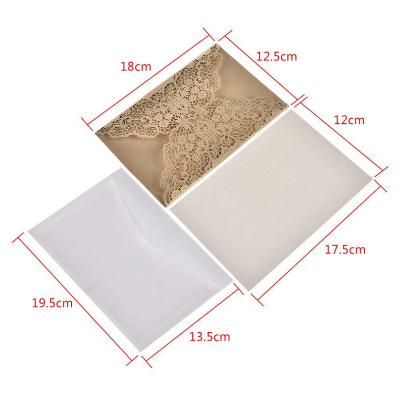 1 τεμ. Laser Cut Δαντέλα Προσκλητήρια Γάμου Ευχετήρια κάρτα για την Ημέρα του Αγίου Βαλεντίνου Ευρωπαϊκή Προσωπική Διακόσμηση Χαρτί Kraft με φάκελο