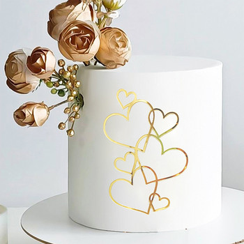 New Heart Wedding Cake Toppers Gold Love Valentine\'s Day Cupcake Topper за Деня на Свети Валентин Сватбени парти Декорации за торти 2022