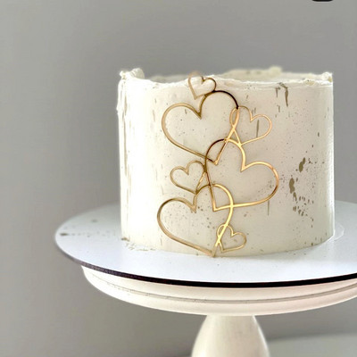 New Heart Wedding Cake Toppers Gold Love Valentine`s Day Cupcake Topper за Деня на Свети Валентин Сватбени парти Декорации за торти 2022