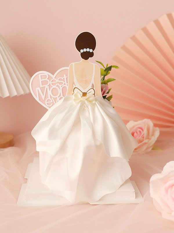 Lijepa pozadina Haljina Djevojka Mašna Sretna žena Majka Kraljica Uzorak siluete Djevojka Rođendanska dekoracija torte Pokloni za tortu