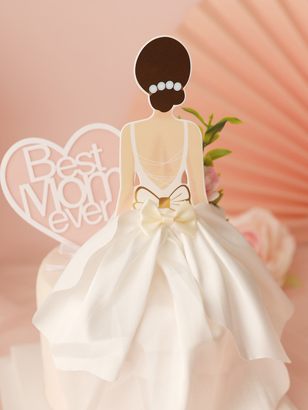 Lijepa pozadina Haljina Djevojka Mašna Sretna žena Majka Kraljica Uzorak siluete Djevojka Rođendanska dekoracija torte Pokloni za tortu