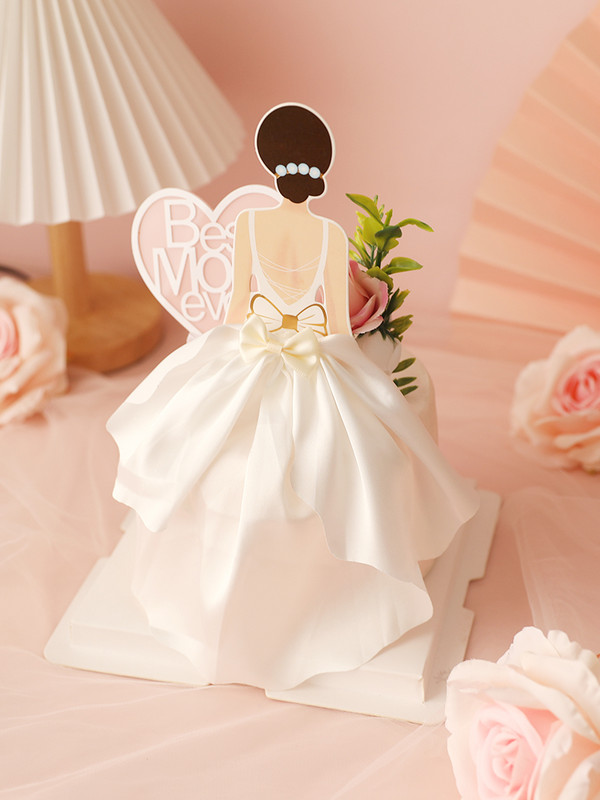 Lijepa pozadina Haljina Djevojka Mašna Sretna žena Majka Kraljica Uzorak siluete Djevojka Rođendanska dekoracija torte Pokloni za tortu