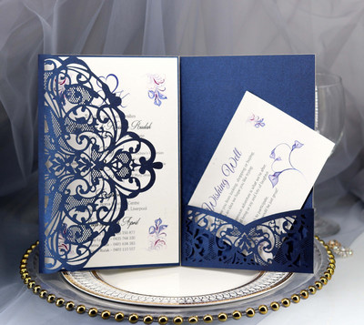 25 τμχ Προσκλητήρια γάμου κοπής με λέιζερ Προσκλητήρια με δαντέλα πολυτελείας Ευχετήρια κάρτα αρραβώνων γάμου για την Ημέρα των Ευχαριστιών