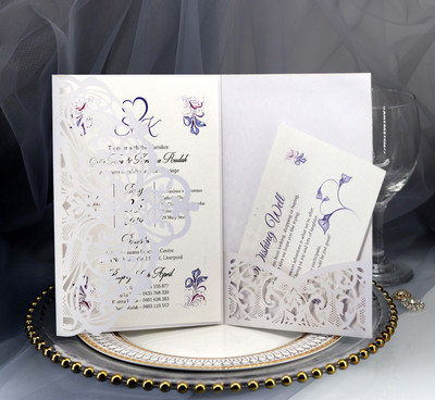 25 τμχ Προσκλητήρια γάμου κοπής με λέιζερ Προσκλητήρια με δαντέλα πολυτελείας Ευχετήρια κάρτα αρραβώνων γάμου για την Ημέρα των Ευχαριστιών