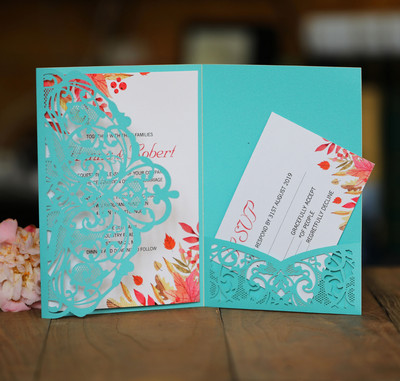 25 τμχ Προσκλητήρια γάμου κοπής με λέιζερ Προσκλητήρια με δαντέλα πολυτελείας Ευχετήρια κάρτα αρραβώνων γάμου για την Ημέρα των Ευχαριστιών