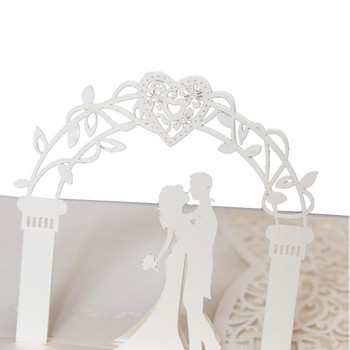 Лазерно изрязани сватбени покани Картички Годеж Булка Младоженец Любов сърце Покани Брачни принадлежности Луксозен плик с поздравителни картички