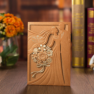 1 tk Punase kullaga laserlõigatud pulmakutsete kaart Elegantne ümbrikutega õnnitluskaart pulmapeo kaunistustega pruut ja peigmees