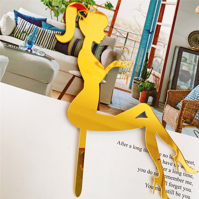 1tk/Kuldne tüdruku inimfiguur Tordi pealistükk Lipud Pulmad Palju õnne sünnipäevaks Tordikaunistused Tassikoogitops pulmakoogi tarvikud