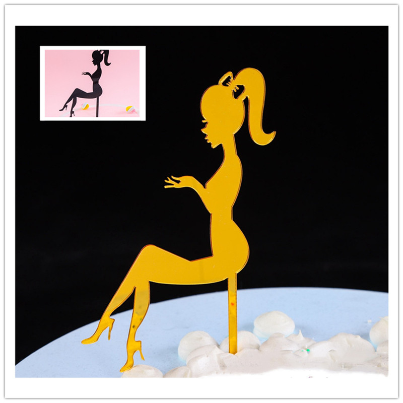 1tk/Kuldne tüdruku inimfiguur Tordi pealistükk Lipud Pulmad Palju õnne sünnipäevaks Tordikaunistused Tassikoogitops pulmakoogi tarvikud