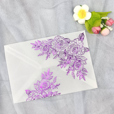 25x läbipaistev paberpaber ümbrikud Hõbesinine Roosa Roosa Kuldne foolium Pronks meisterdamiseks postkaardi pulmakutsete kingituste pakkimine
