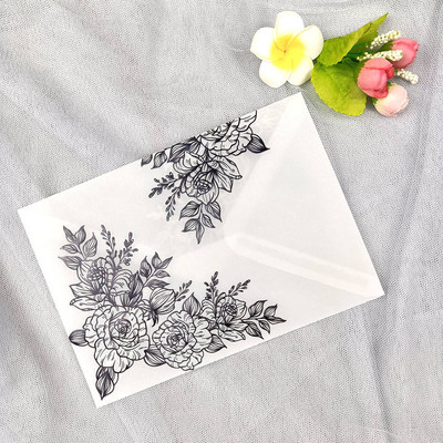 25x läbipaistev paberpaber ümbrikud Hõbesinine Roosa Roosa Kuldne foolium Pronks meisterdamiseks postkaardi pulmakutsete kingituste pakkimine