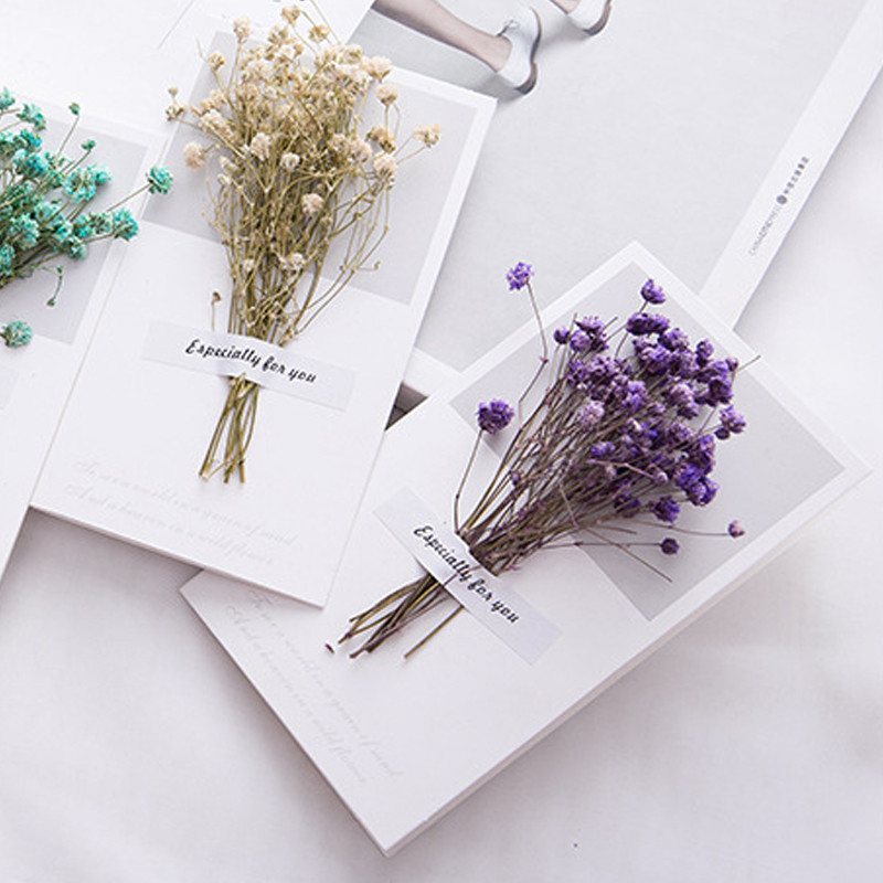 1-5 tk kinkekaardid pulmakutse tähistaevas kuivatatud lilled käsitsi kirjutatud õnnistus sünnipäevaks tänu emadepäeva kinkekaart