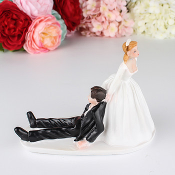 Елегантна булка, младоженец, двойка, топер за торта, сватбена фигурка от смола, подарък за Свети Валентин, принадлежности за декорация на торта, сладък анимационен дизайн